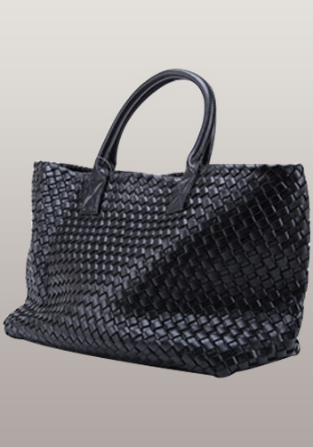 Grand Boulevard Woven Large Tote Black