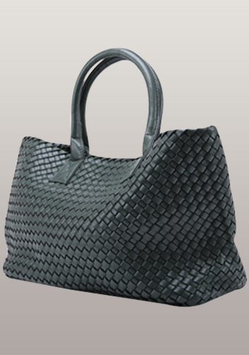 Grand Boulevard Woven Large Tote Blackish Green