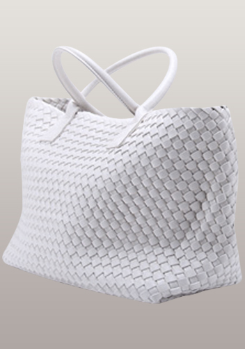 Grand Boulevard Woven Large Tote Cream