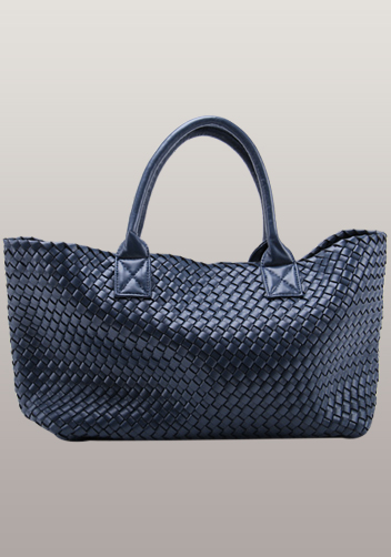 Grand Boulevard Woven Large Tote Dark Blue