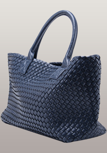 Grand Boulevard Woven Large Tote Dark Blue