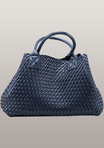 Grand Boulevard Woven Large Tote Dark Blue