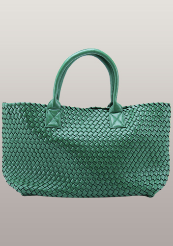 Grand Boulevard Woven Large Tote Dark Green