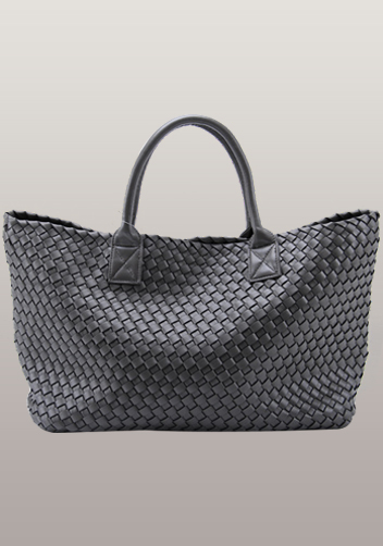 Grand Boulevard Woven Large Tote Dark Grey