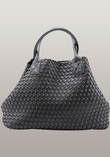 Grand Boulevard Woven Large Tote Dark Grey