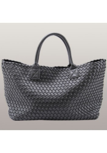 Grand Boulevard Woven Large Tote Dark Grey