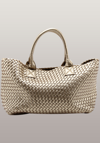 Grand Boulevard Woven Large Tote Gold