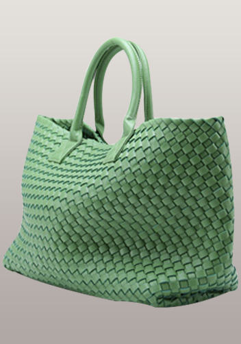 Grand Boulevard Woven Large Tote Green