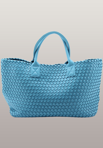 Grand Boulevard Woven Large Tote Light Blue