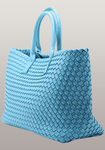 Grand Boulevard Woven Large Tote Light Blue