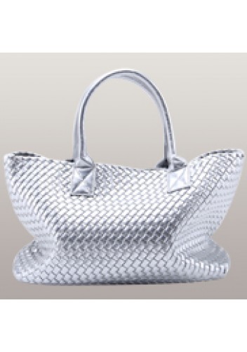 Grand Boulevard Woven Large Tote Silver