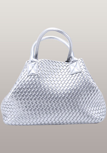 Grand Boulevard Woven Large Tote Silver