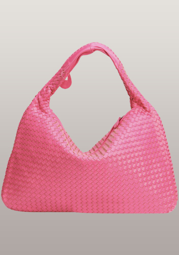 La Scalla Woven Hobo Hot Pink