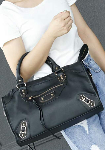 The Route 66 Faux Leather Large Bag Black