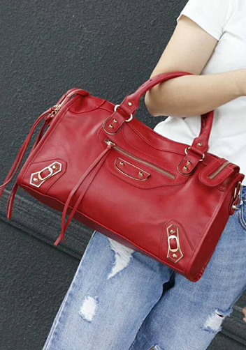 The Route 66 Faux Leather Large Bag Red