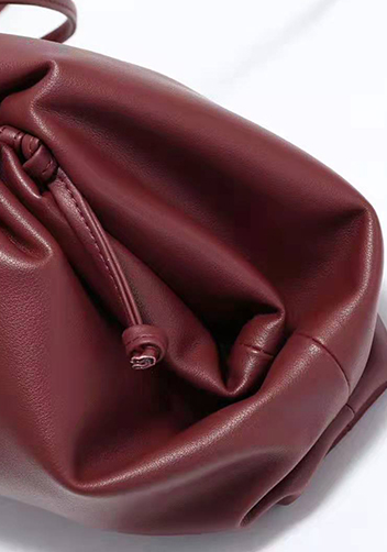 Dina Leather Large Clutch Shoulder Bag Burgundy