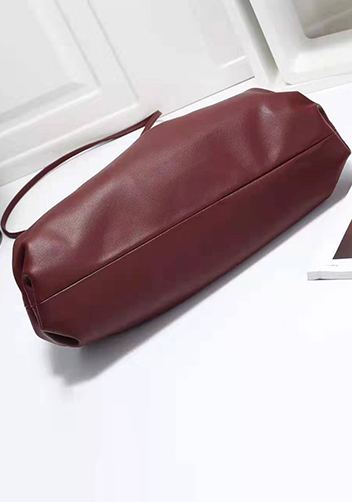 Dina Leather Large Clutch Shoulder Bag Burgundy