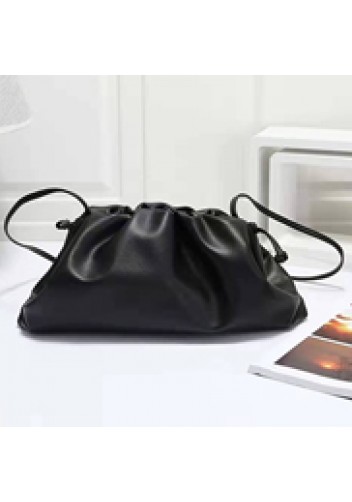 Dina Leather Large Clutch Shoulder Bag Black