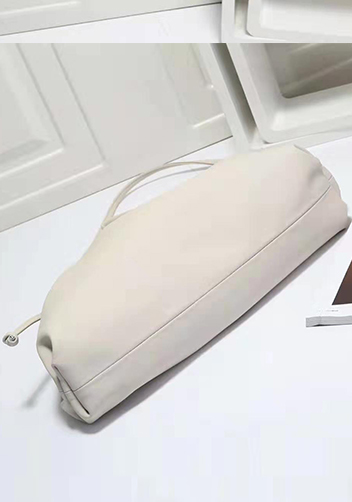 Dina Leather Large Clutch Shoulder Bag White