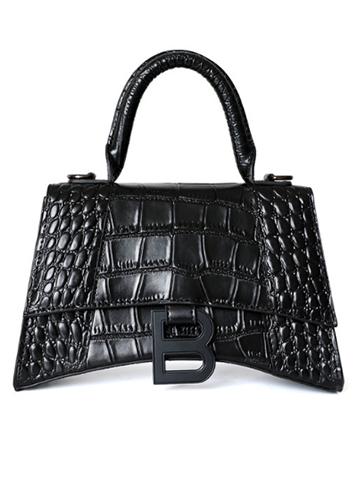 Bonnie Croc Leather Shoulder Bag Black