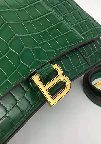 Bonnie Croc Leather Shoulder Bag Green