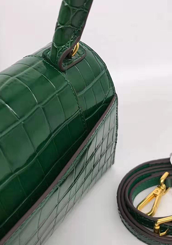 Bonnie Croc Leather Shoulder Bag Green