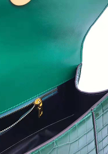 Bonnie Croc Leather Shoulder Bag Green