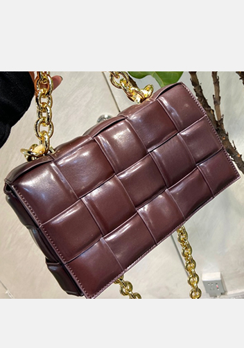 Mia Leather Chain Shoulder Bag Choco