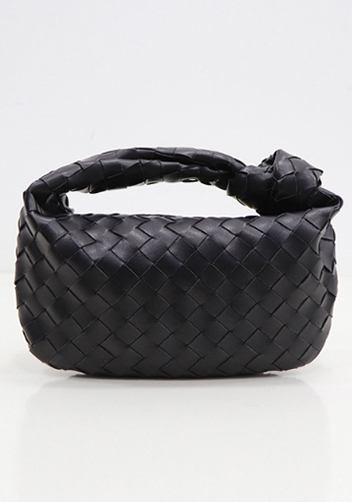 Dina Small Knotted Intrecciato Leather Tote Black