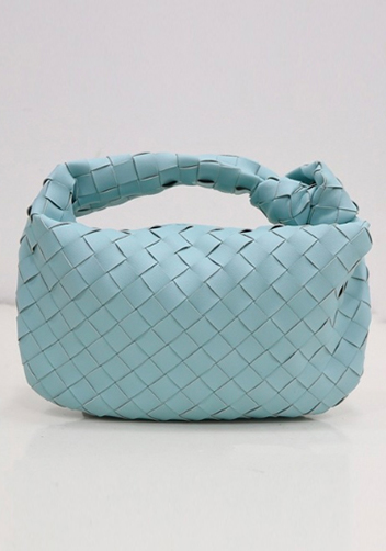 Dina Small Knotted Intrecciato Leather Tote Blue