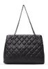 Adele Leather Shoulder Tote Bag Black