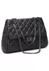 Adele Leather Shoulder Tote Bag Black