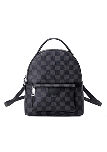 Louisa Checked Vegan Mini Back Pack Black