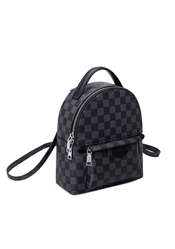 Louisa Checked Vegan Mini Back Pack Black