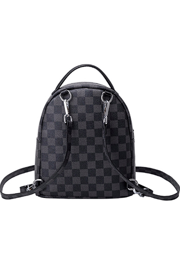 Louisa Checked Vegan Mini Back Pack Black