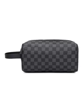 Louisa Checked Vegan Leather Wearable Wallet Black
