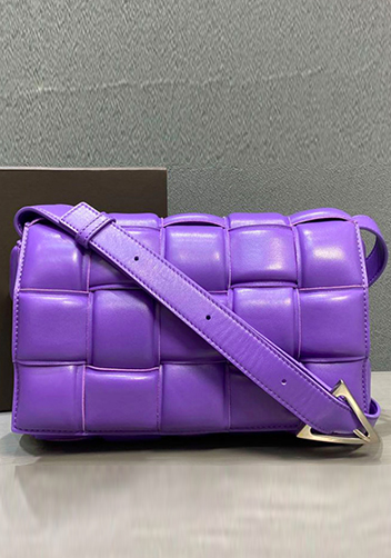 Mia Plaid Square Leather Medium Shoulder Bag Purple