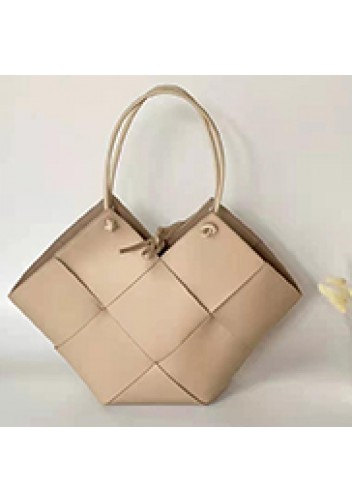 Mia Medium Leather Tote Bag Beige