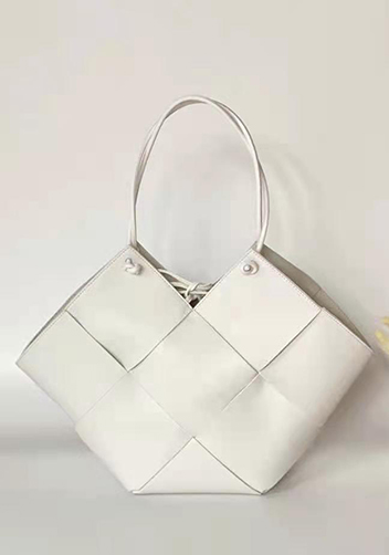 Mia Medium Leather Tote Bag White