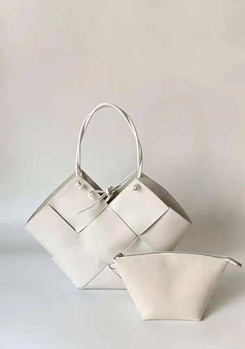 Mia Medium Leather Tote Bag White