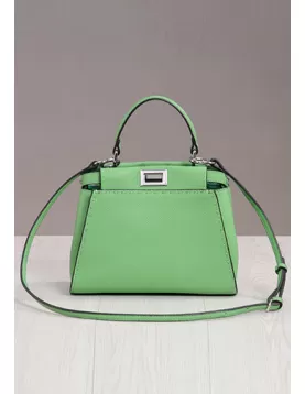 Carrie Leather Bag With Stitches Green