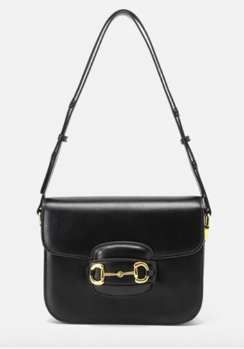 Alicia Leather Shoulder Bag Black