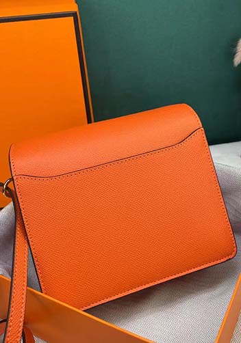 Kristine Palmprint Leather Shoulder Bag Orange