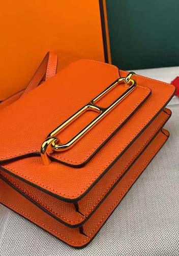 Kristine Palmprint Leather Shoulder Bag Orange