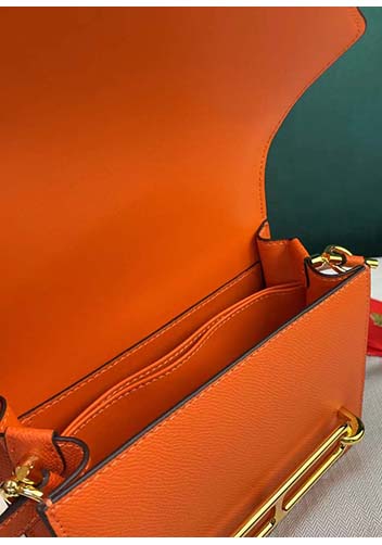 Kristine Palmprint Leather Shoulder Bag Orange