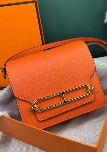 Kristine Palmprint Leather Shoulder Bag Orange