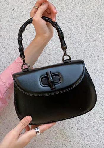 Miss Gaga Top Handle Flap Bag Black