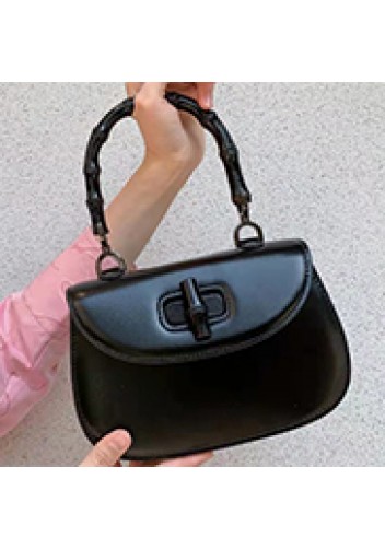 Miss Gaga Top Handle Flap Bag Black