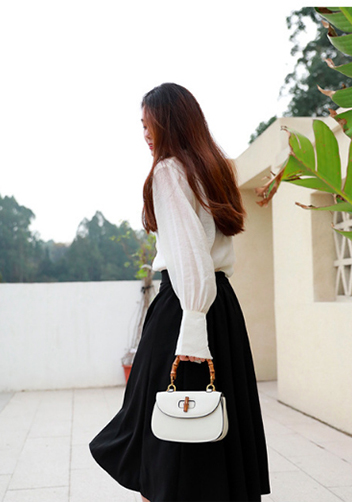 Miss Gaga Top Handle Flap Bag White