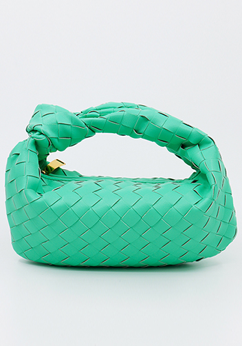 Dina Small Knotted Intrecciato Leather Tote Green